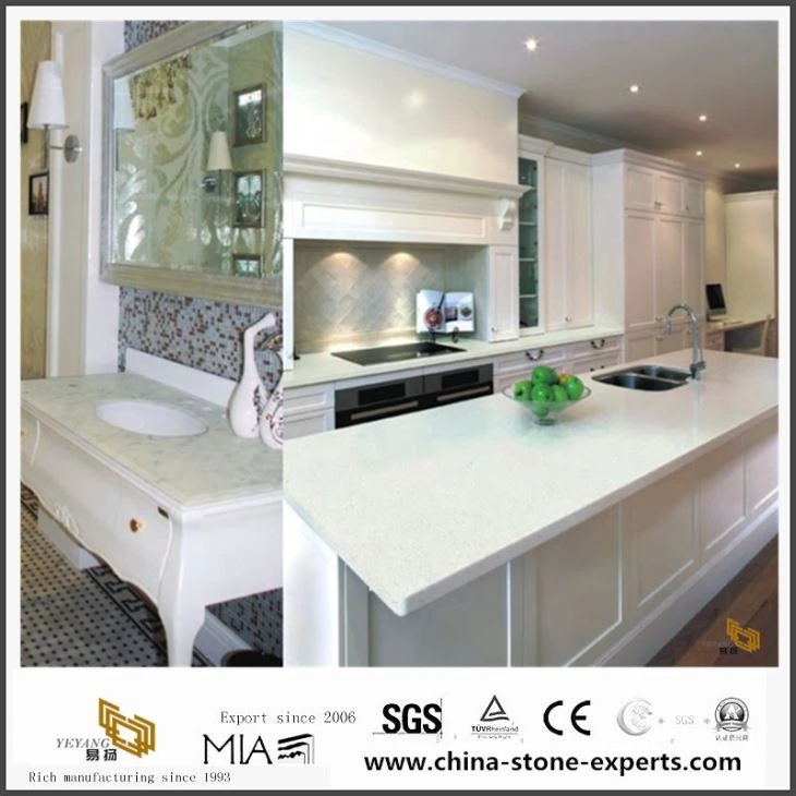 Countertops tal-kwarz Laminate abjad pur għal tal-kċina u kamra tal-banju bi prezz irħas