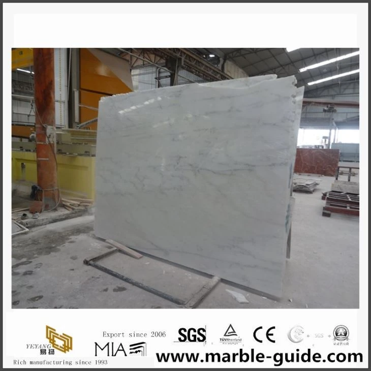 Natural Statuario White Marble Slab for Kitchen Countertop