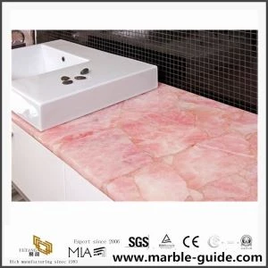 Ċina Quartz roża Countertops tal-ġebel