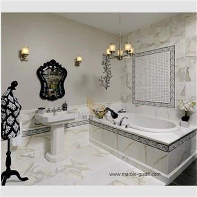 Irħam tad-deheb Calacatta għall-countertops tal-banju