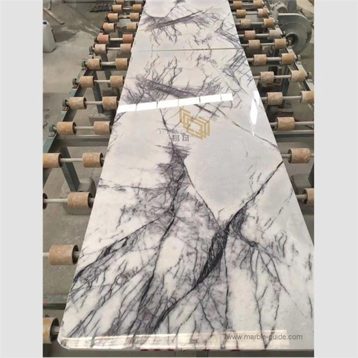 Polished Milac Lilac White Marble for Kitchen Slab