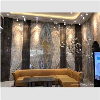 Bookmatched Impressjoni Rumana Irħam Slab Ħajt Sfond