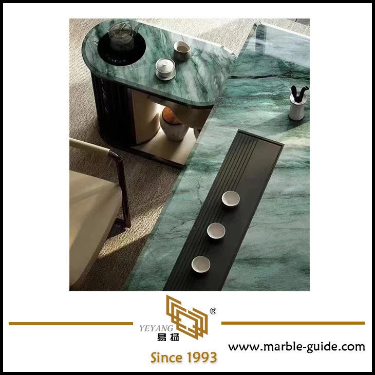 Natural Green Luxury Stone Gaya Green Marble Table Design